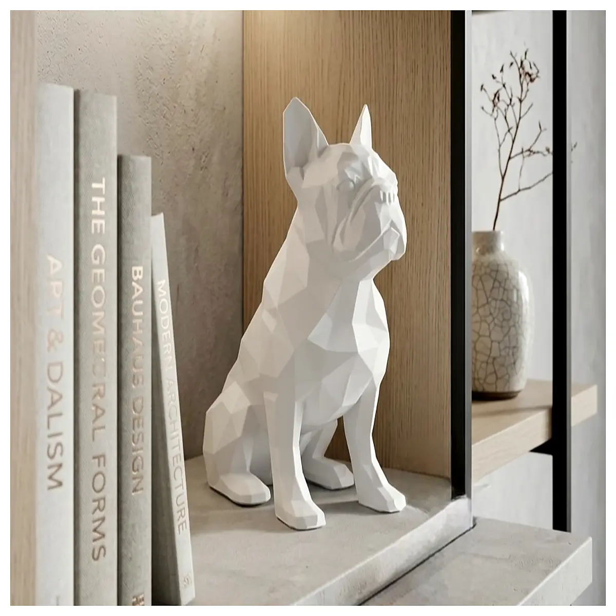French Bulldog Sculpture Modern Low Poly Art Statue Decorative Figurine Dog Abstract Art
