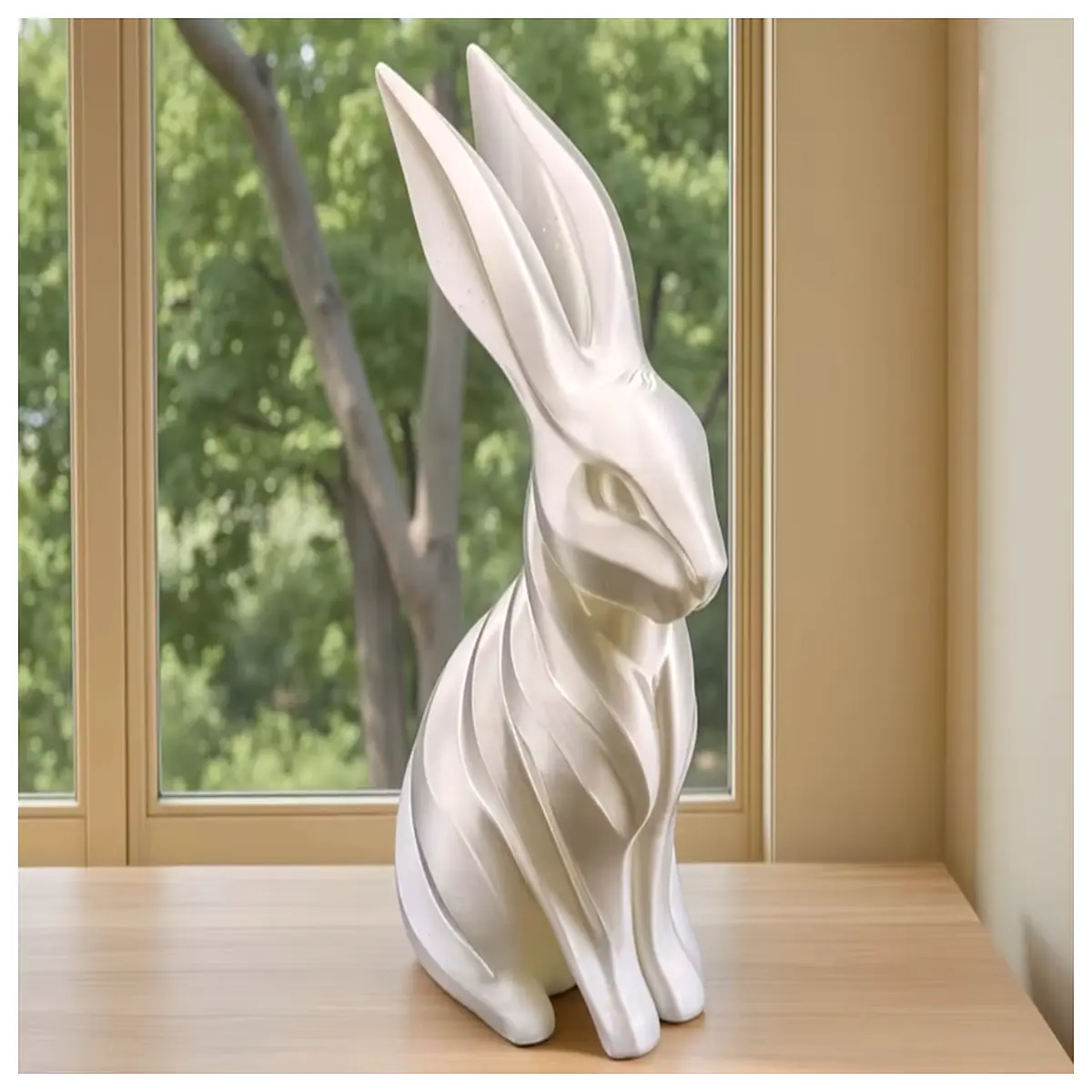 modern rabbit decor cute bunny figurine for shelf minimalist animal statue home decoration white rabbit sculpture living room office desk