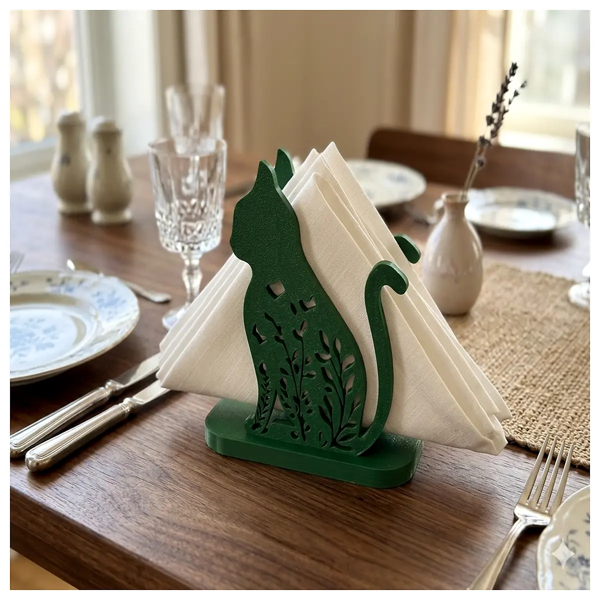 Plant Cat Napkin Holder Creative Desktop Decoration Kitchen Dining Table Tissue Holder Multi functional Storage Shelf Modern Simple