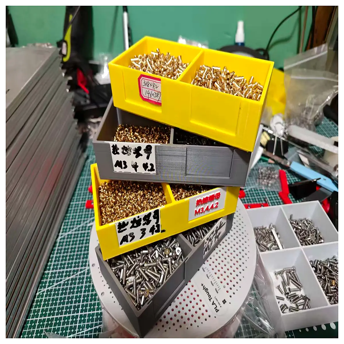 Stackable Label Card Screw Box Organizer Multi Compartment Storage for Electronics Parts Assembly Tools Component Sorting