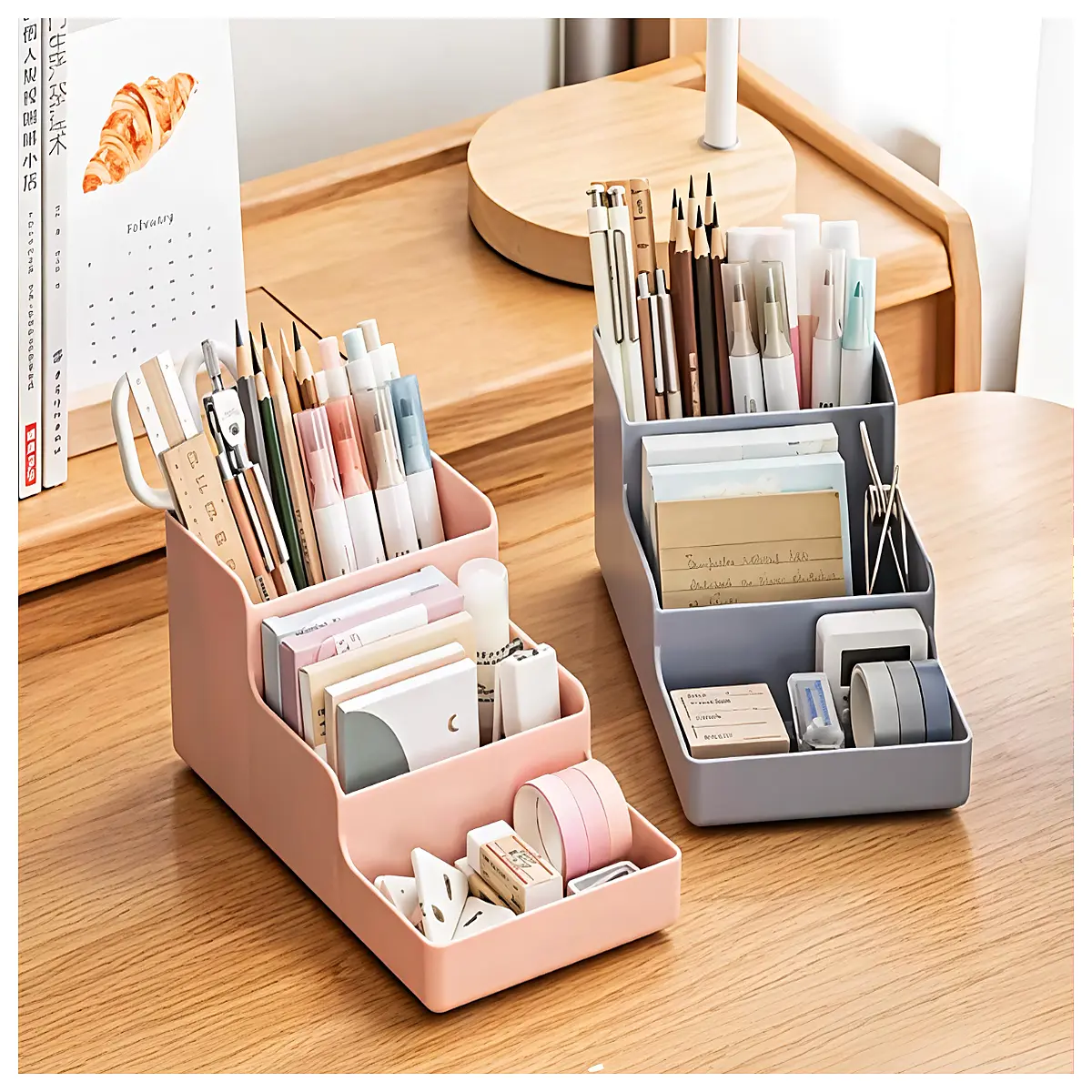 Desktop Storage Box Tiered Organizer Shelf Desk Storage Container for Office Laptop Small Items