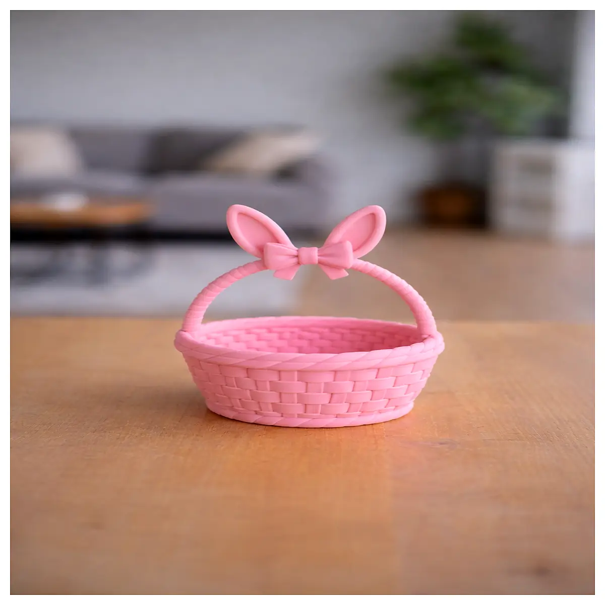 cute bunny ears easter basket for kids egg hunt gift large capacity plastic wicker carry handle