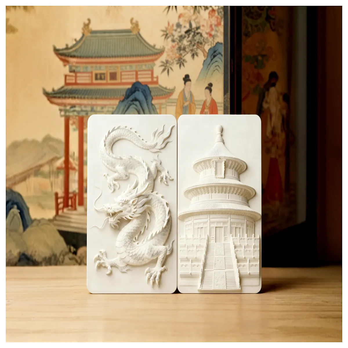 Guofeng Style Relief Dragon Tiananmen Temple of Heaven Qi Nian Dian Decoration Art Sculpture Ornament Relief Dragon Decor