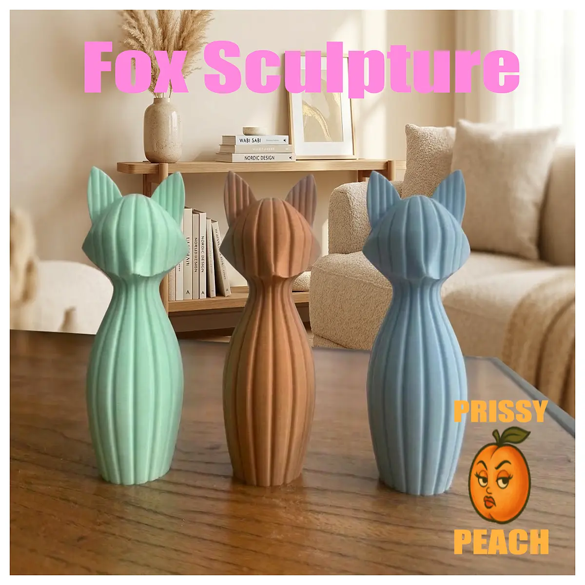 Fox Statue Minimalist Home Decor Sculpture Figurine Modern Art Ornament Decorative Accessory