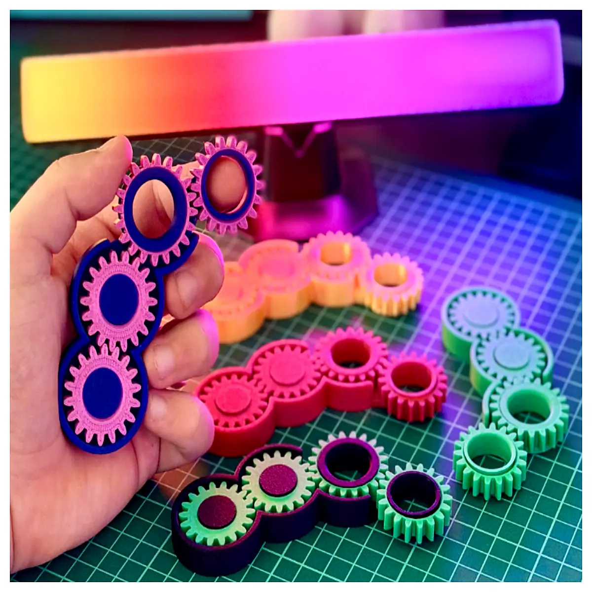 printed fidget gears stress relief toy anti anxiety gear set tactile sensory tool for adults kids desk toy