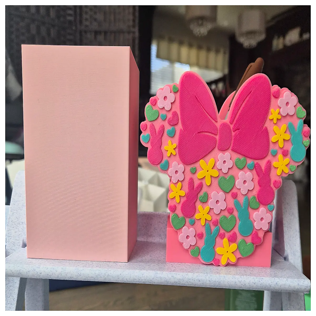 Easter Bunny Pencil Holder Desk Decor Cute Gift Student Stationery Holiday Present