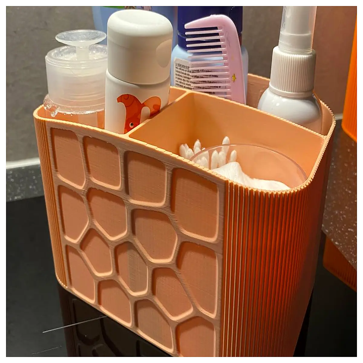 modern textured cosmetic organizer box for vanity table acrylic makeup storage container with compartments trendy beauty product holder for bathroom c