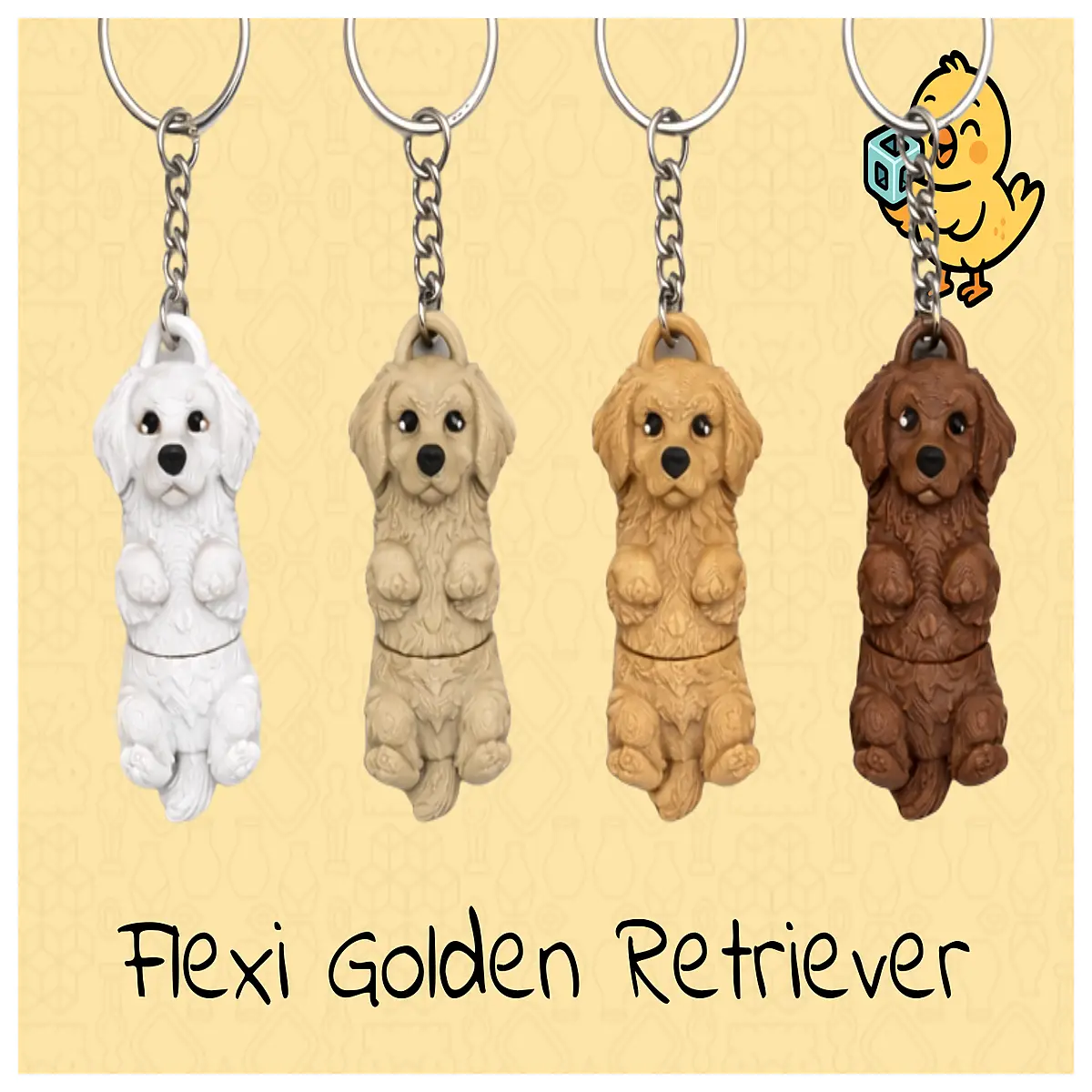 Golden Retriever Keychain Movable Flexible Dog Pendant Pet Memorial Dog Accessory