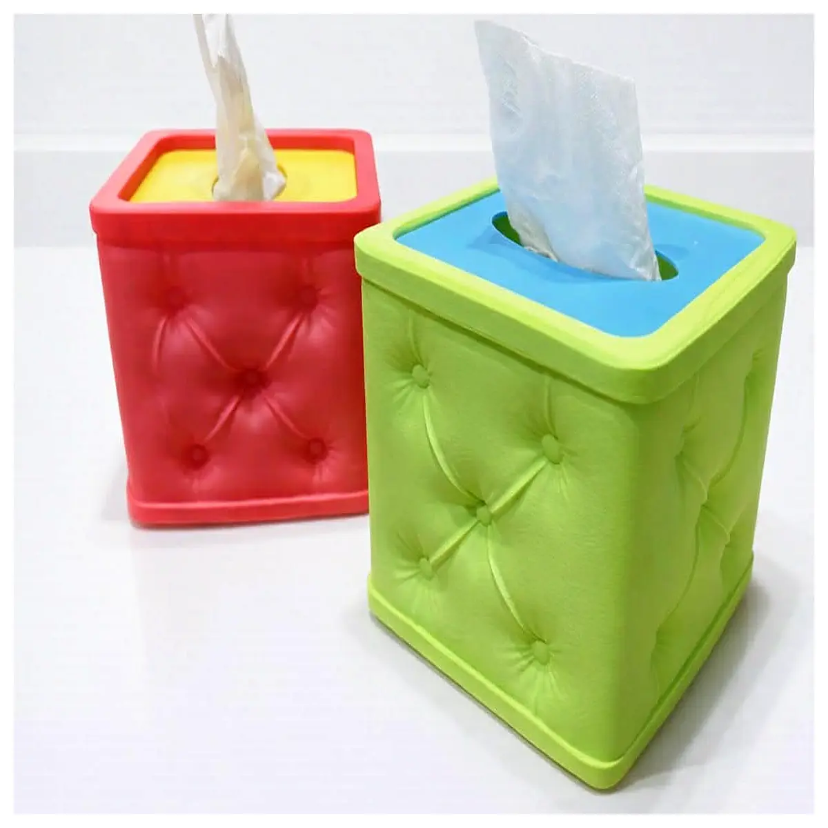 plush tufted tissue box cover cozy living room decor soft touch napkin holder