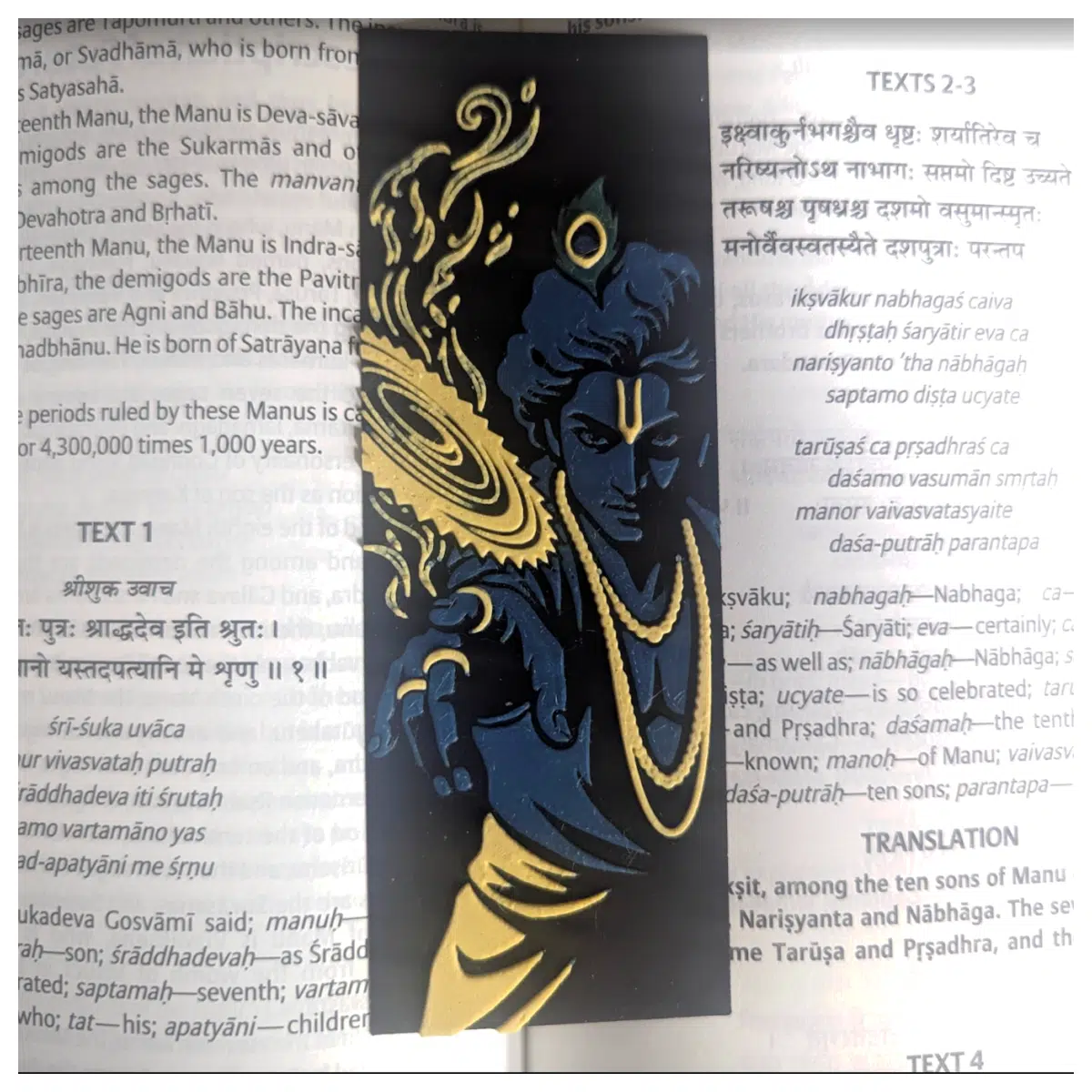 Krishna Throwing the Disc of Righteousness Bookmark Hindu Deity Charm Buddhist Amulet Culture Gift