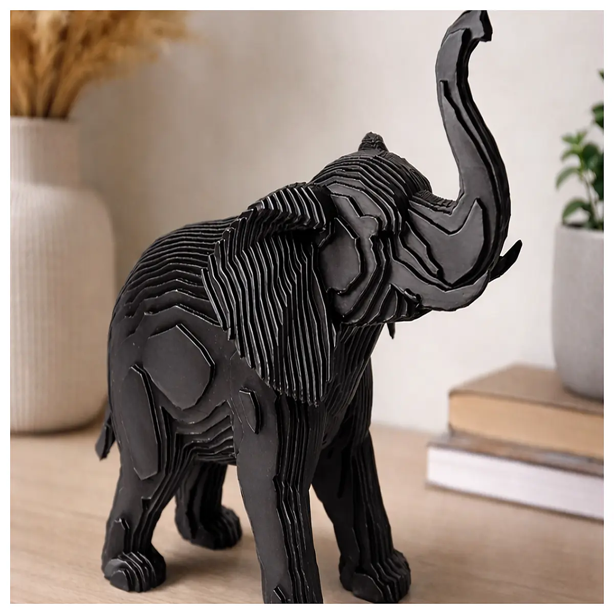 Decorative Elephant Statue Layered Sculpture Art Figurine Home Decor Accent Creative Ornament
