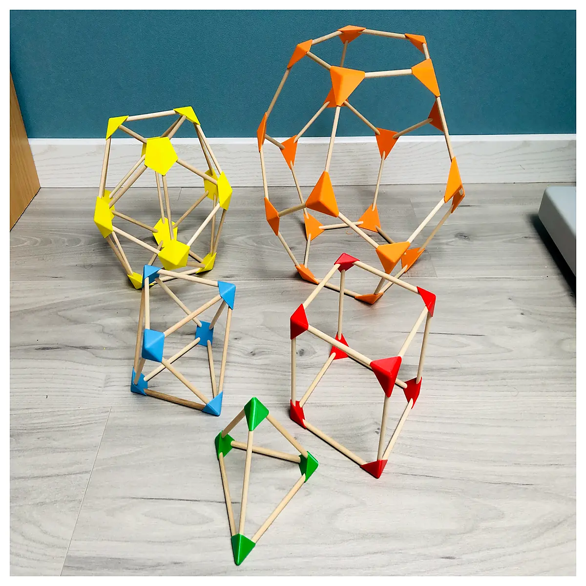 5mm Wooden Stick Platonic Solid Model DIY Assembly Geometric Shape Toy Puzzle