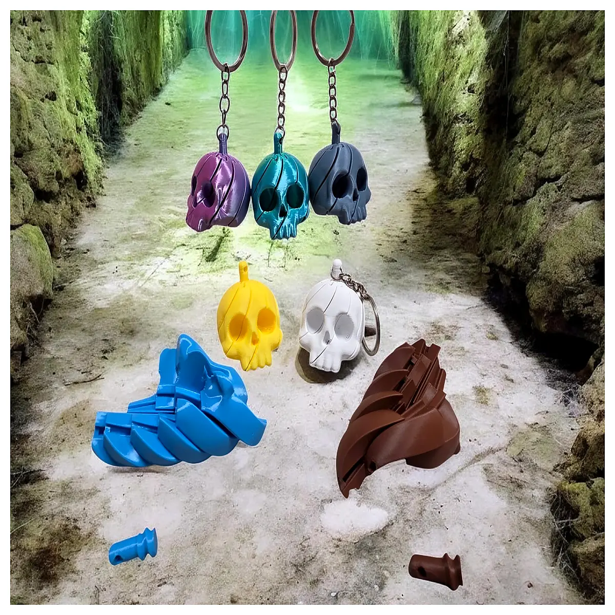 Skull Distortion Stress Relief Keychain Creative Figurine Anxiety Relief Toy Desktop Decoration Gag Gift Skull Figurine Twisted Skull