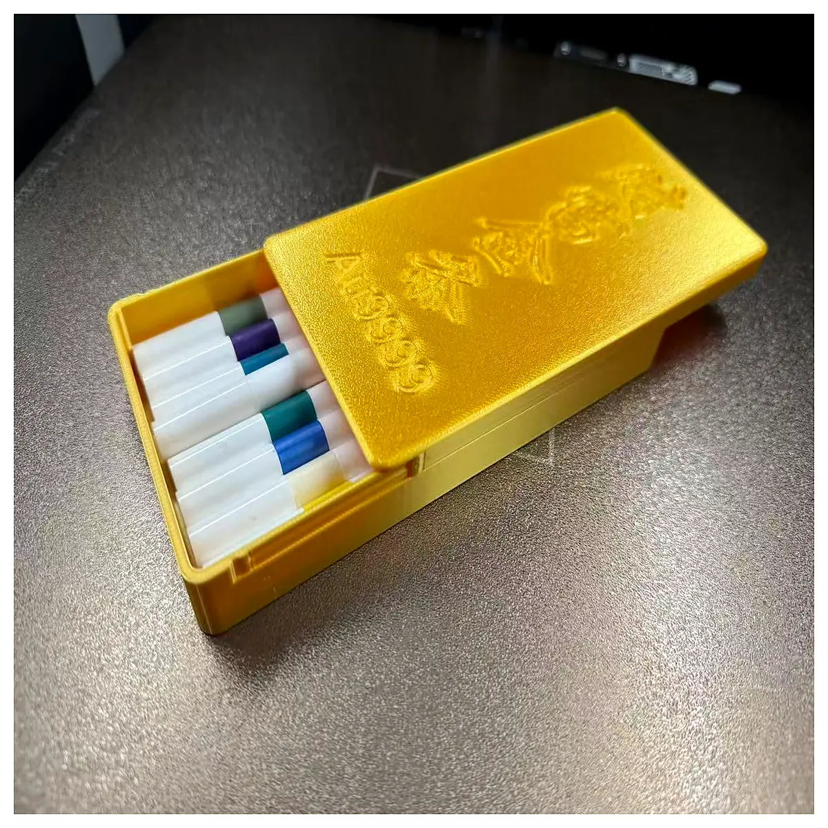 Stationery Organizer Box Pen Case Storage Box Gold Line Decoration Editable Text Learning Supplies Student Storage