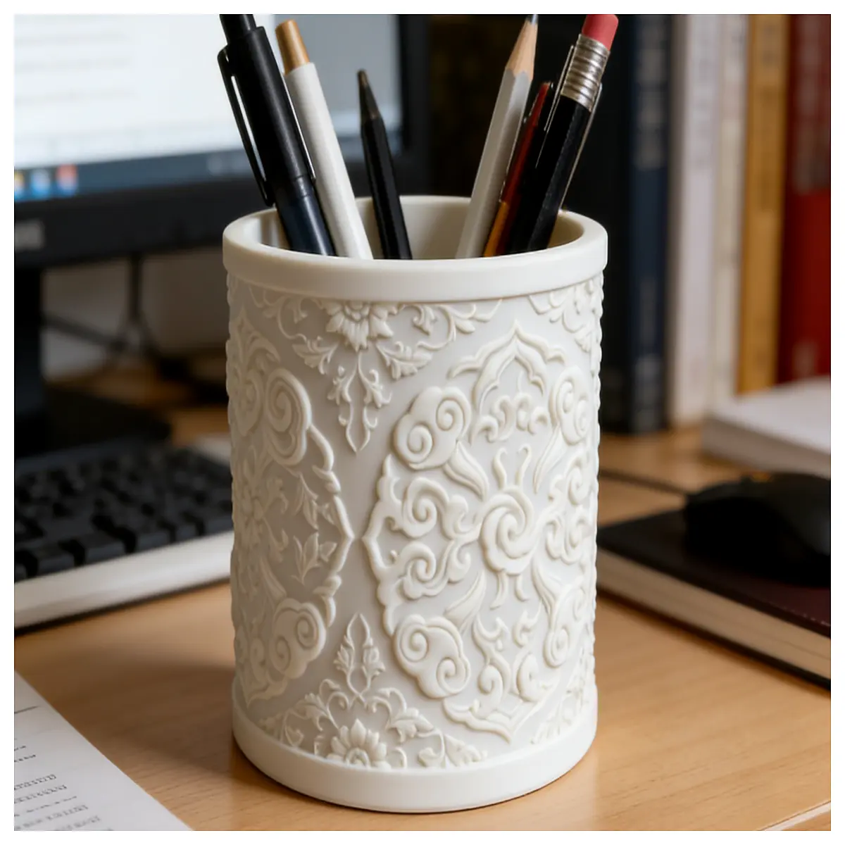 Wish Flower Pen Holder Desk Decoration Office Study Creative Small Ornament Pen Case Pen Tube Storage Multi Function