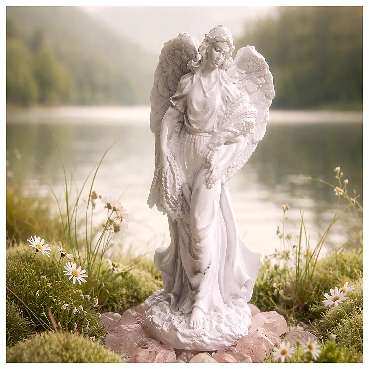 standing angel statue for home decor white resin angel figurine religious wall art hanging decoration heavenly spirit baby nursery o