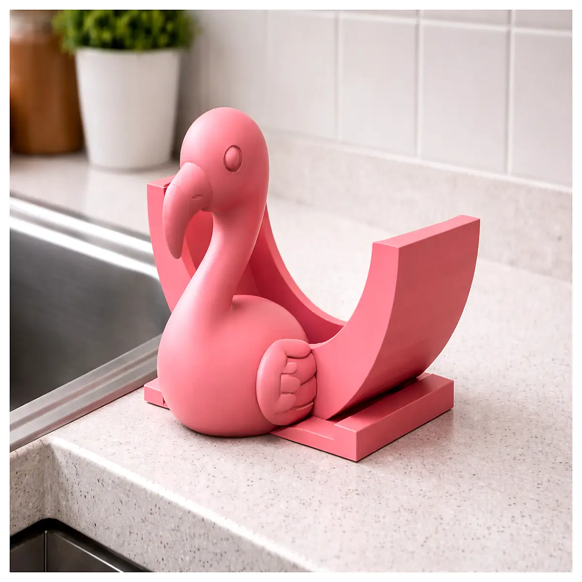 Flamingo Scrub Daddy Wall Mount Holder Kitchen Dishwasher Organizer Draining Rack Modern Minimalist
