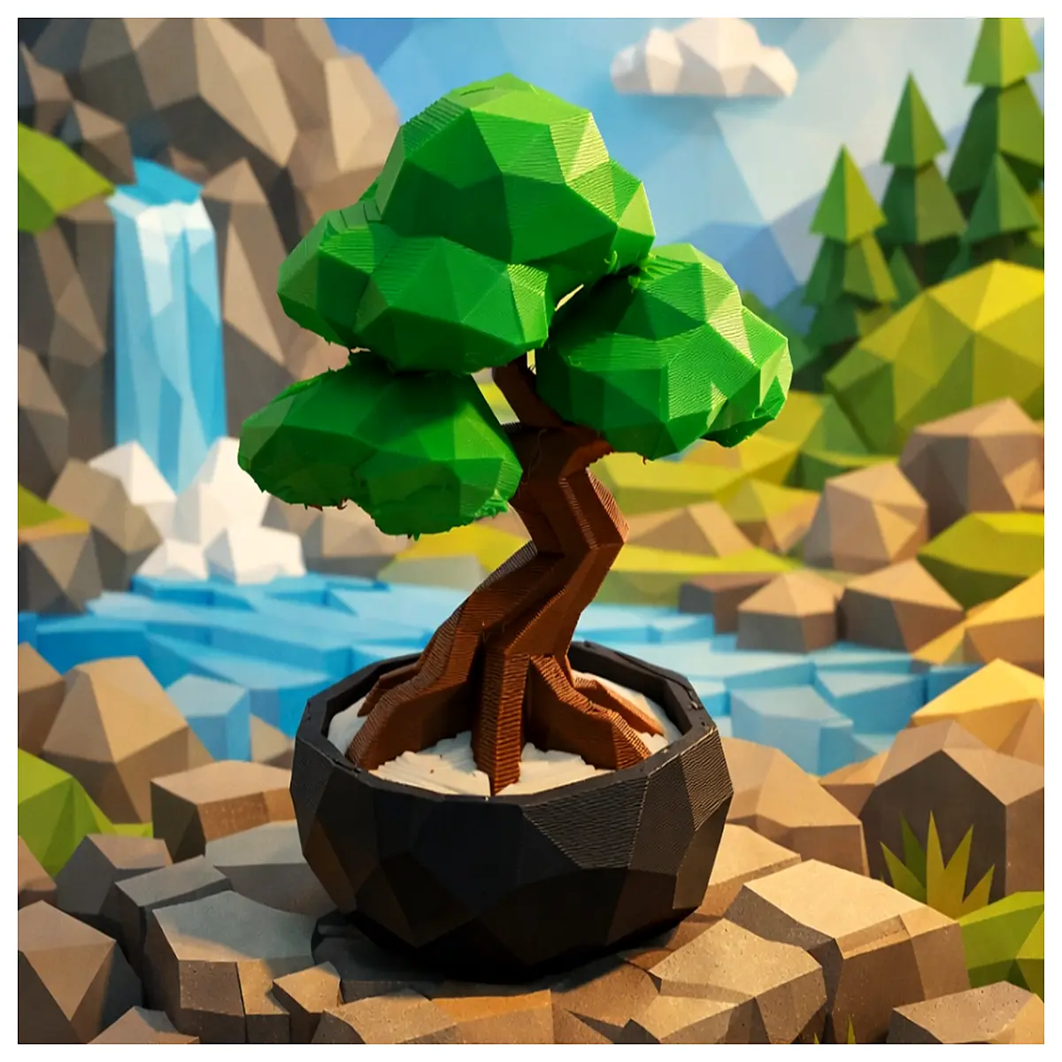 Low Poly Planter Elegant Geometric Design Bonsai Pot Decorative Flower Box Modern Home Garden