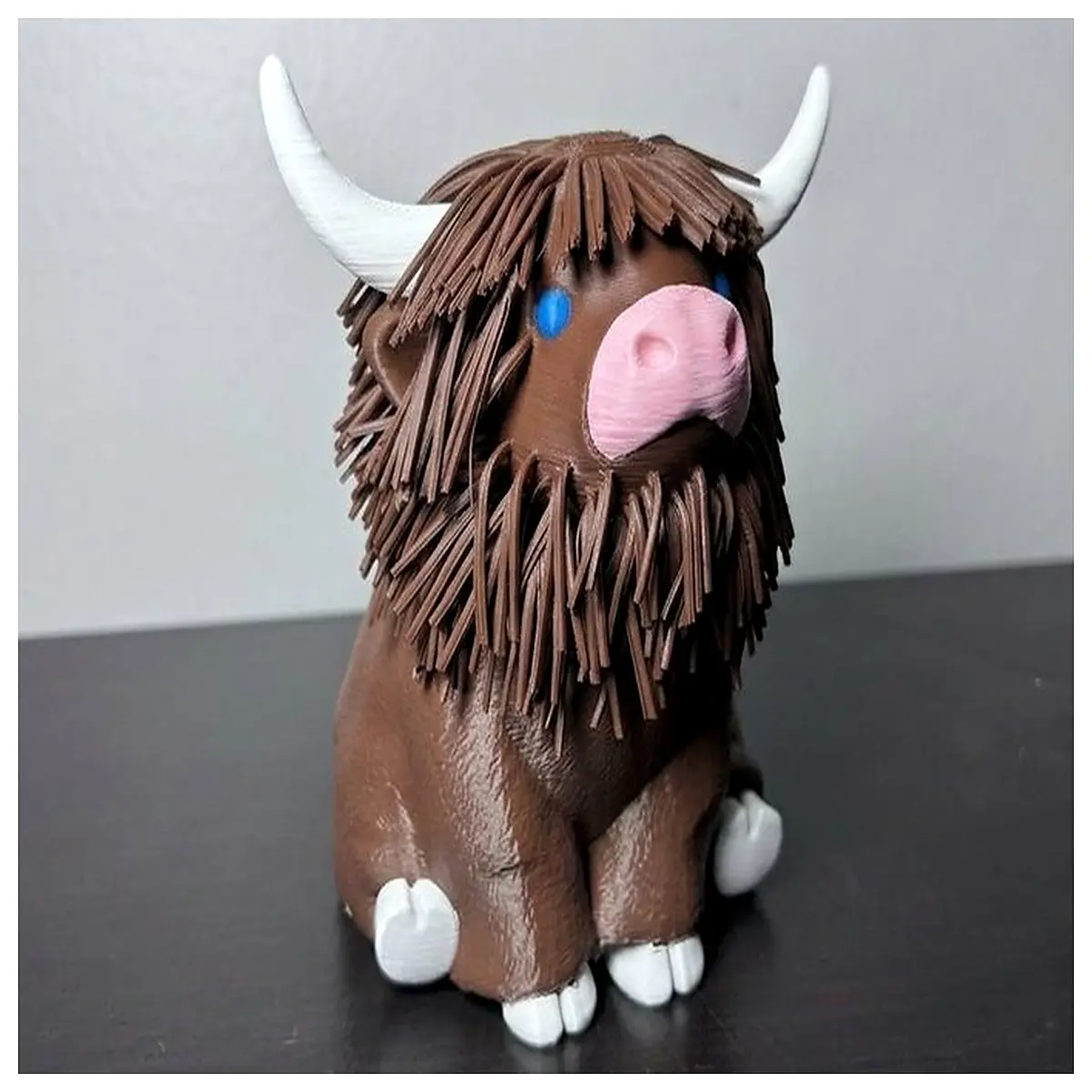 Furry Highland Cow Model 3D Printed Plush Hair Toy Cute Figure Pet Accessories Realistic Fluff Joyful Play