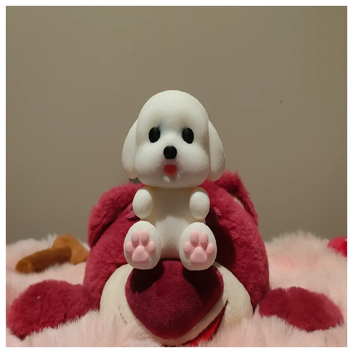 Cute Plush Dog Sitting Figurine Reversible to Magnet Pet Decoration Adorable Toy Gift Idea