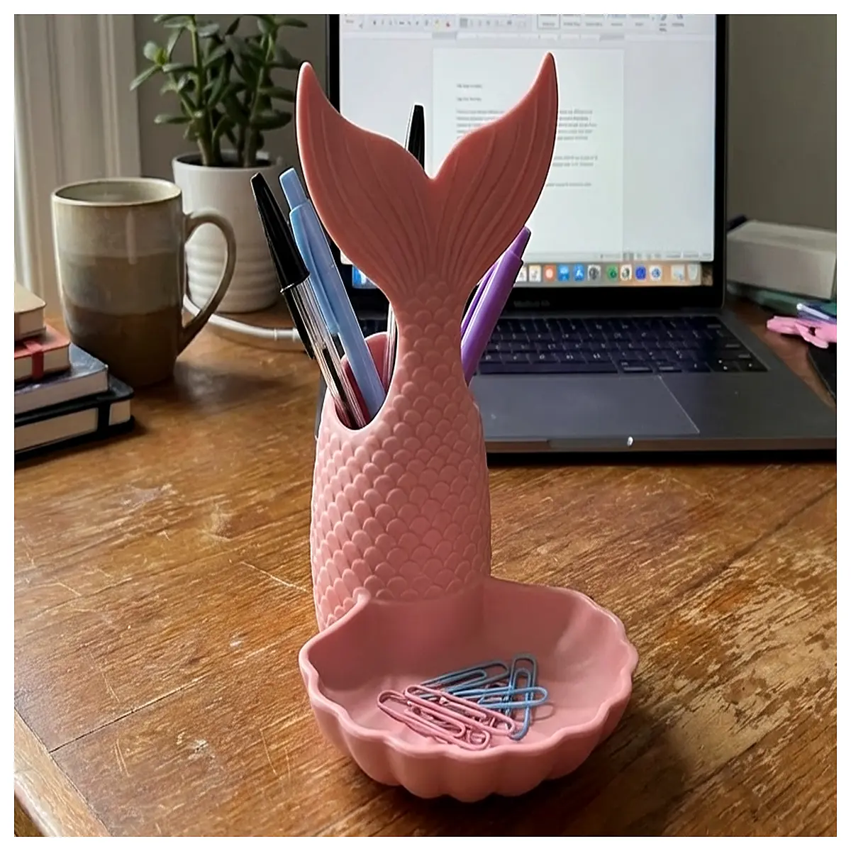 Mermaid Tail Decor Storage Box Organizer Cute Desk Accessory Mermaid Shell Holder Girls Room Decoration