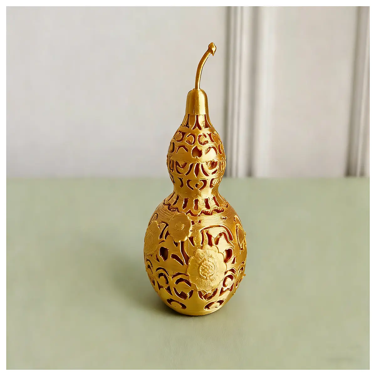 Carved Calabash Decoration Double Layer Hollow Small Golden Gourd Ornament Hanging Calabash Traditional Craft Collection Piece