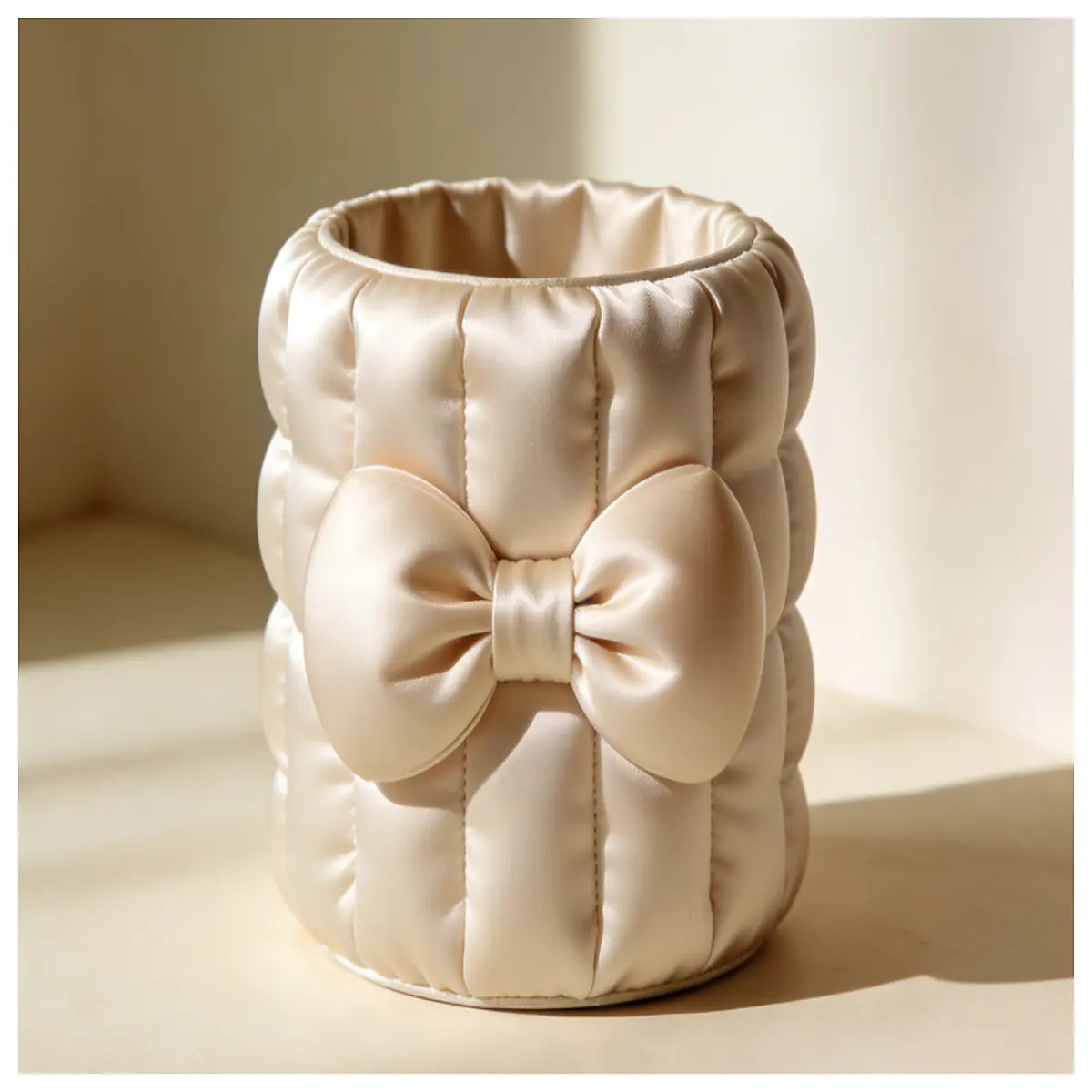 Silk Bow Pen Holder Decorative Desk Accessory Creative Stationery Holder Elegant Small Decoration