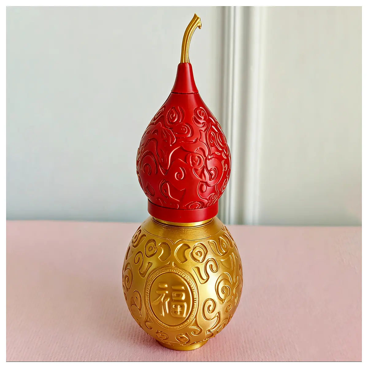 Carved Calabash Bottle Double Spiral Structure Storage Holder Decoration Collectible Hanging Bottle