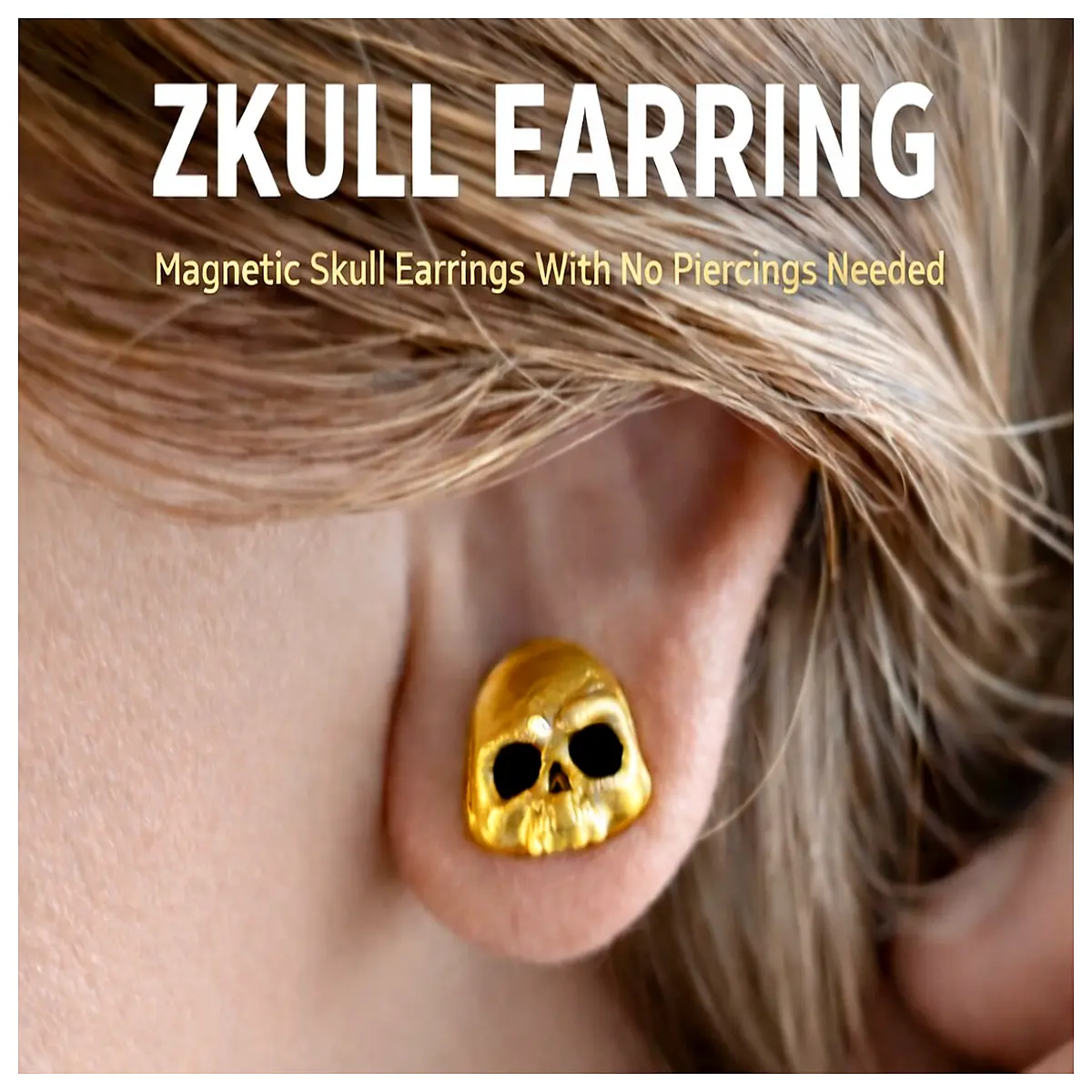 Magnetic Skull Earrings No Piercing Black White Trendy Jewelry Gothic Style Stud Earrings Student Gift