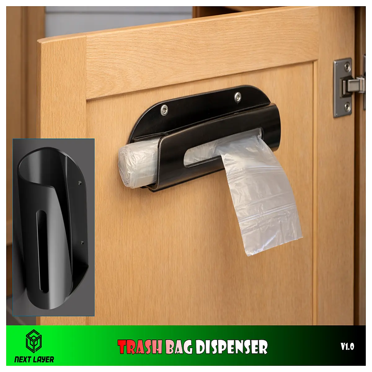 Trash Bag Dispenser Automatic Roll Dispenser Kitchen Waste Bin Organizer Bag Shrinker Space Saver Practical