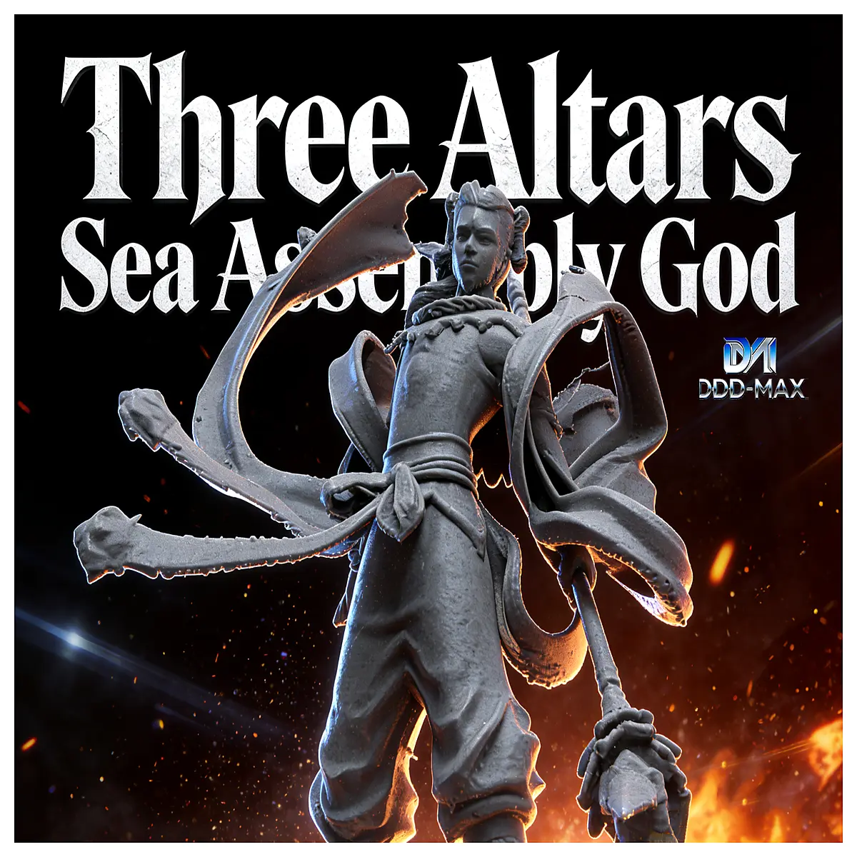 Three Altars Sea Assembly God 15CM Religious Statue Sea Festival Figurine Prayer Decoration Model