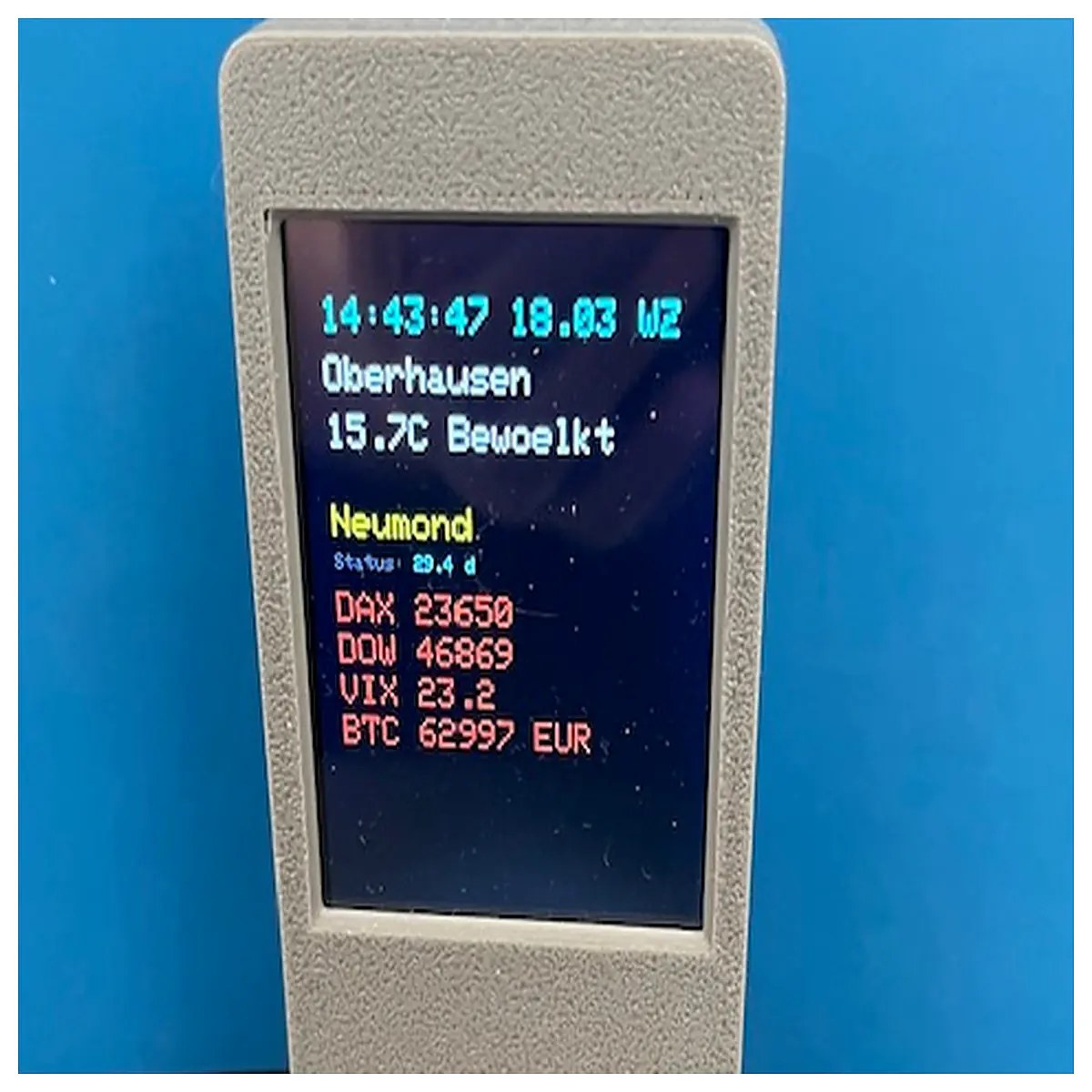 ESP32 CYD 28 Dashboard Real Time Weather Data Stock Monitoring Moon Display Smart Sensor