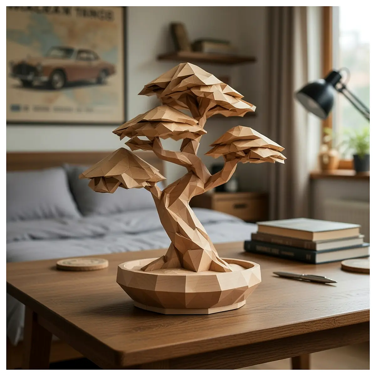 Low Poly Abstract Bonsai Tree 3D Model Download Game Scene Optimization Rendering Art