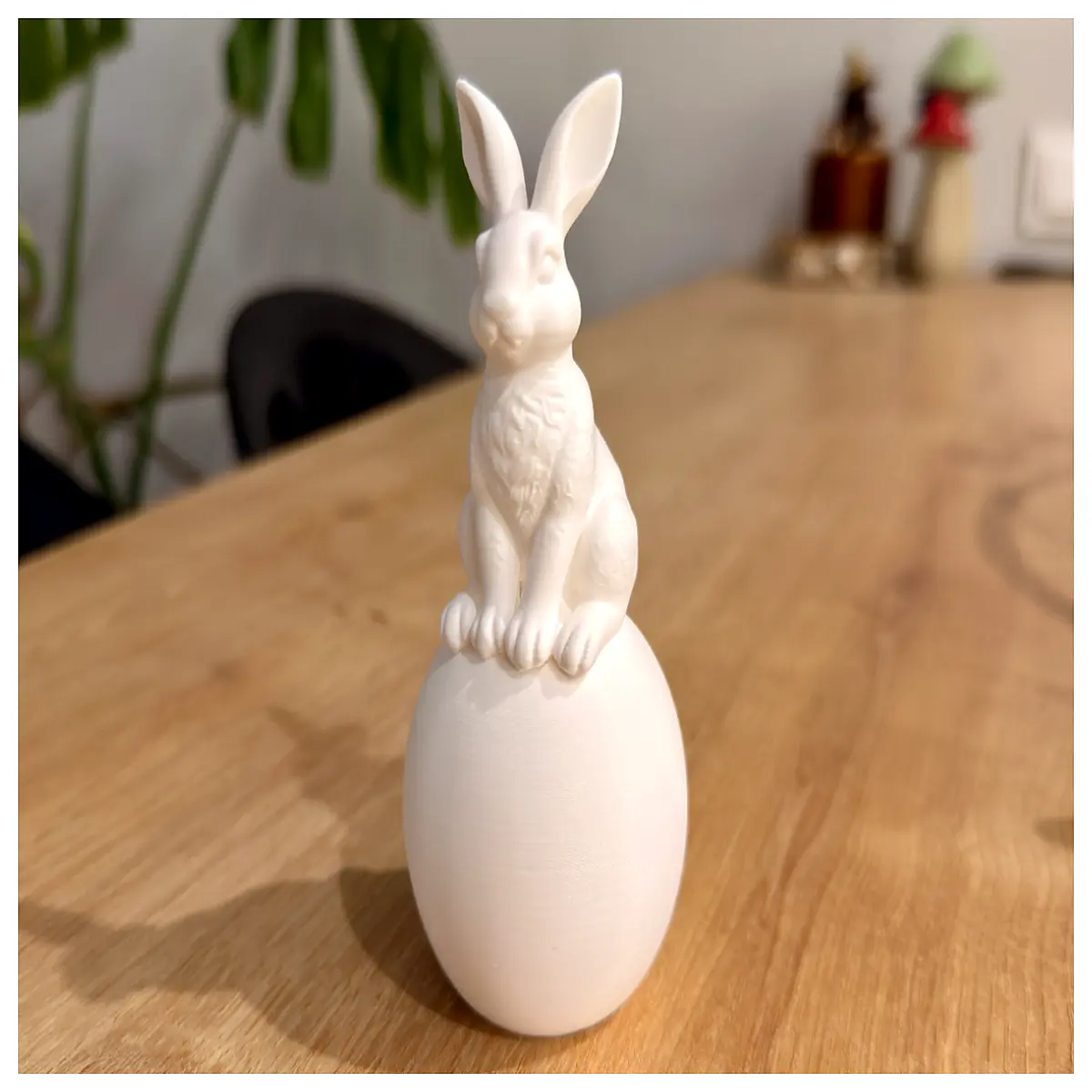 Easter Bunny Figurine Sitting on Easter Eggs Holiday Decoration Festive Toy Creative Home Decor Easter Rabbit Ornament Egg Sitting Celebration Toy Dec