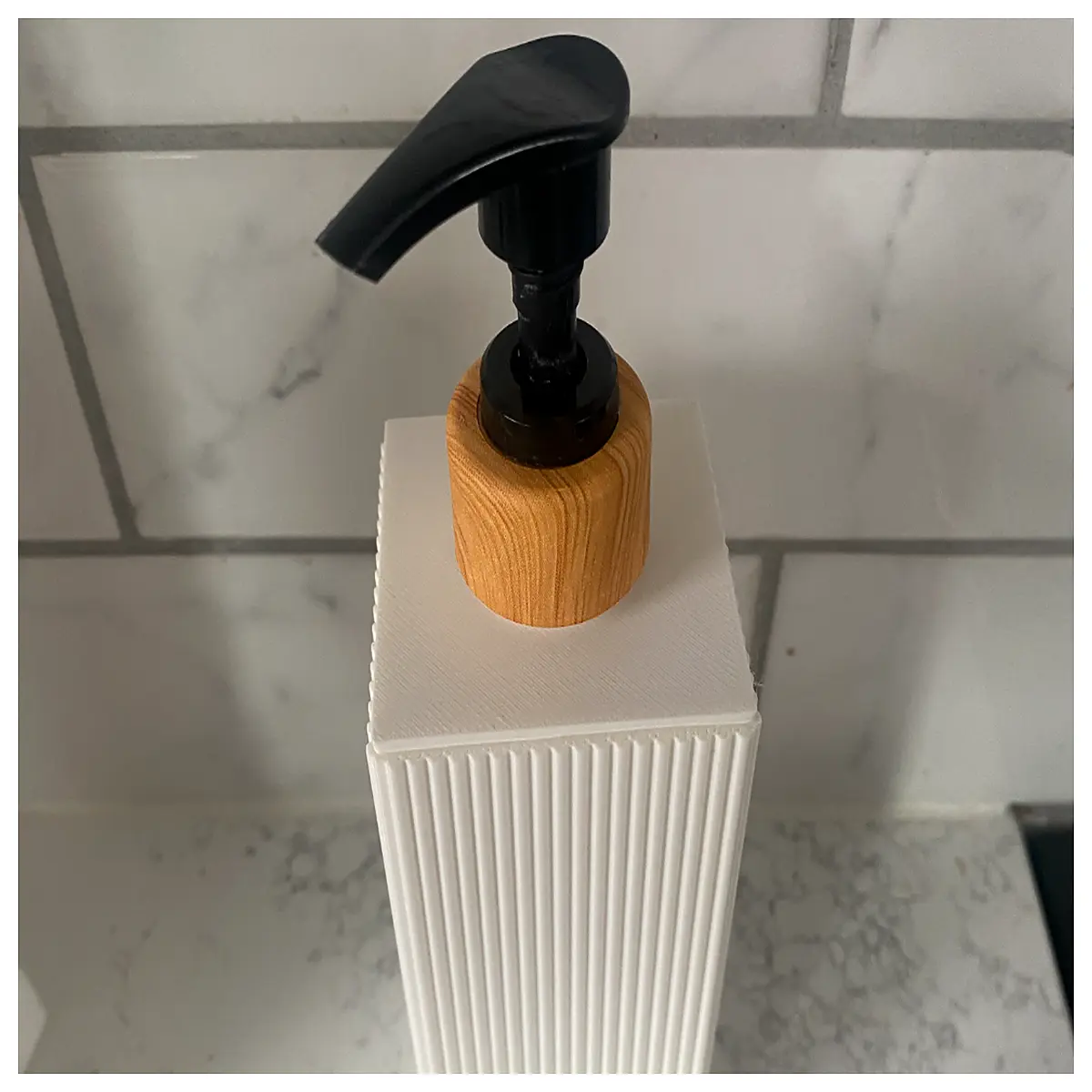 modern ribbed soap dispenser pump bottle for bathroom vanity countertop kitchen sink