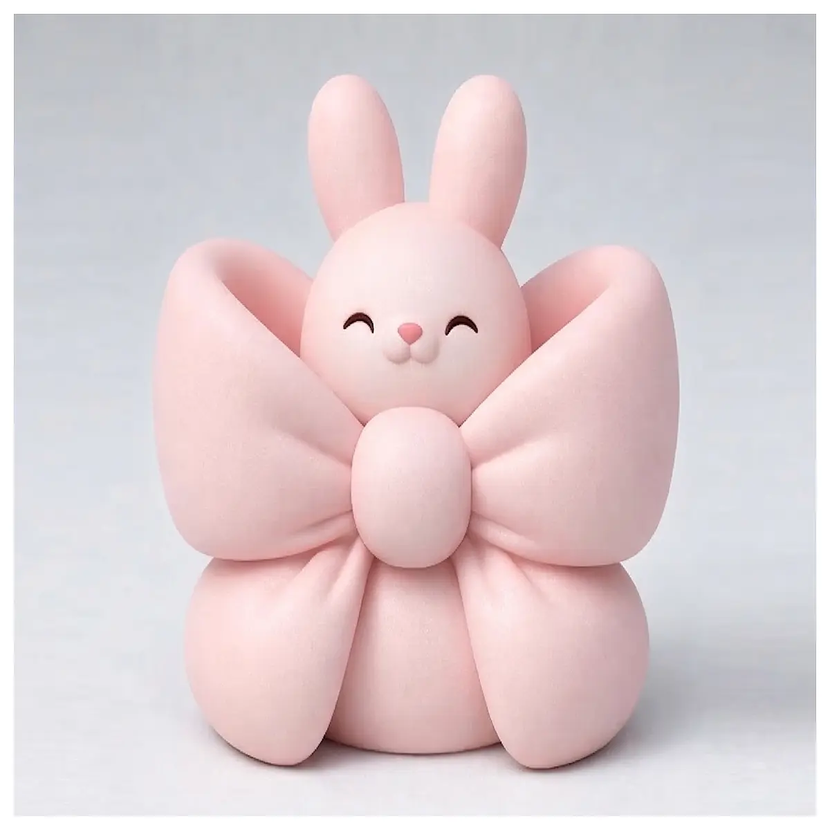 Rabbit Figurine Bow Decoration Plush Toy Cute Pet Display Desktop Ornament Gift Idea