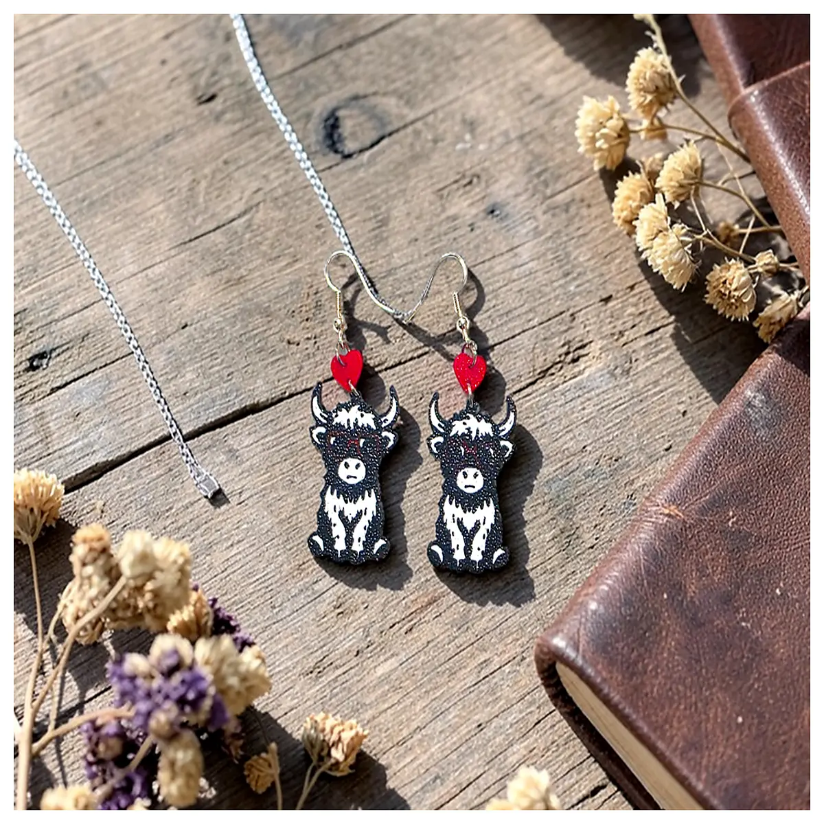 Dark Cow Earrings Black Silhouette Hoof Earring Gothic Style Personalized Decoration Shadow Cow Accessories