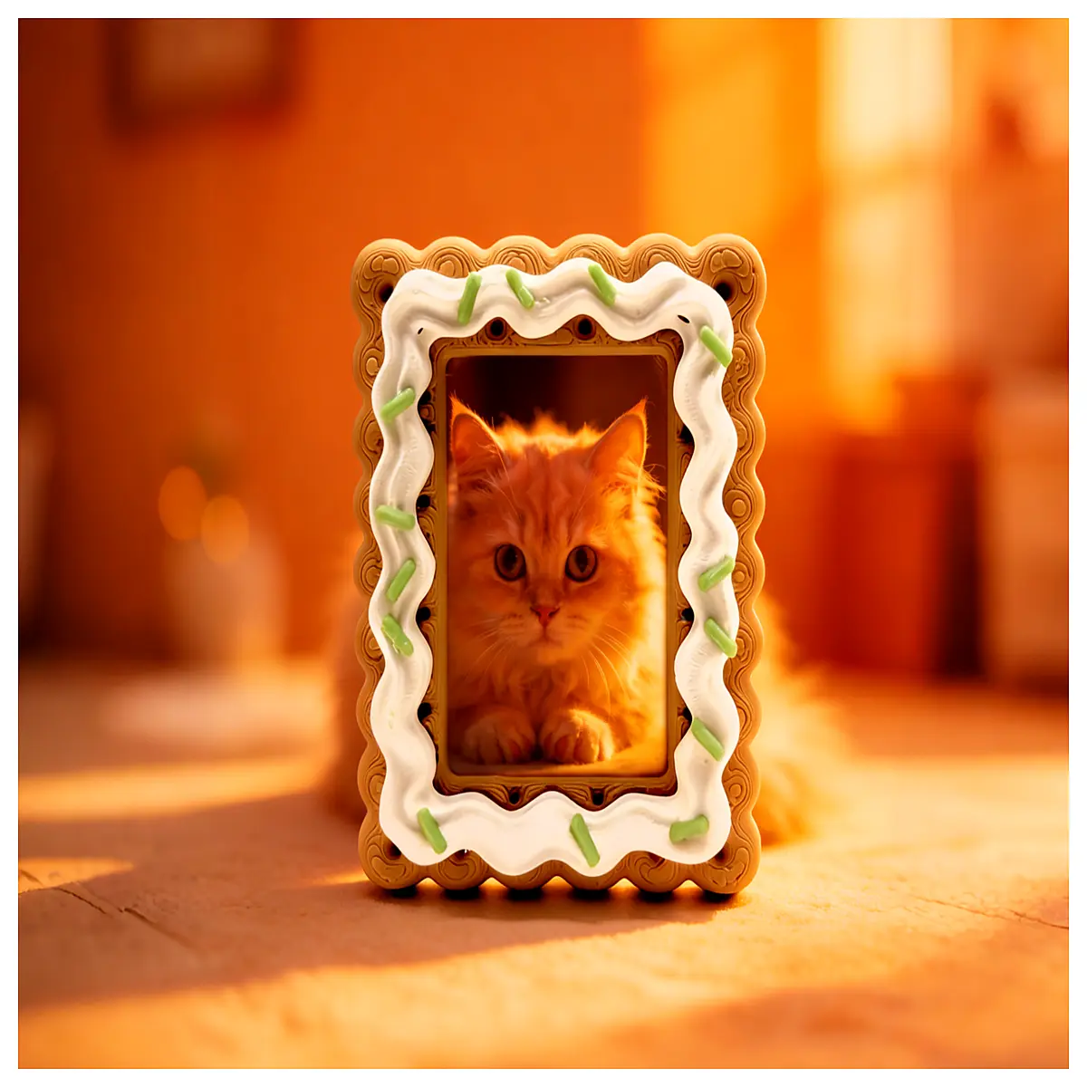 Shortbread Cookie Shape Photo Frame 2 Inch Mini Sweet Memory Box Photo Decor Gift Box Small Handheld Gift