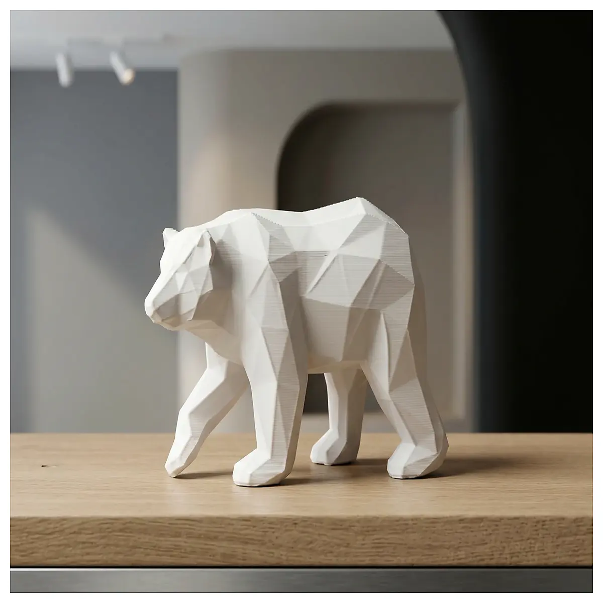 Polar Bear Sculpture Figurine Low Poly Arctic Animal Model Home Decor Arctic Landscape Collectible