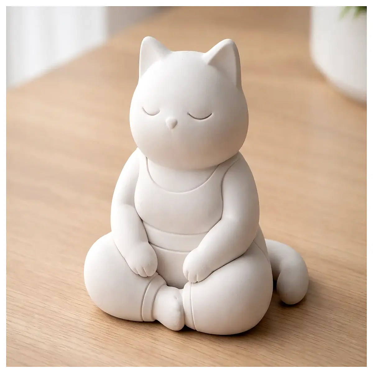 cute zen cat figurine for meditation room decor calm animal statue mindfulness gift peaceful home office desk ornament
