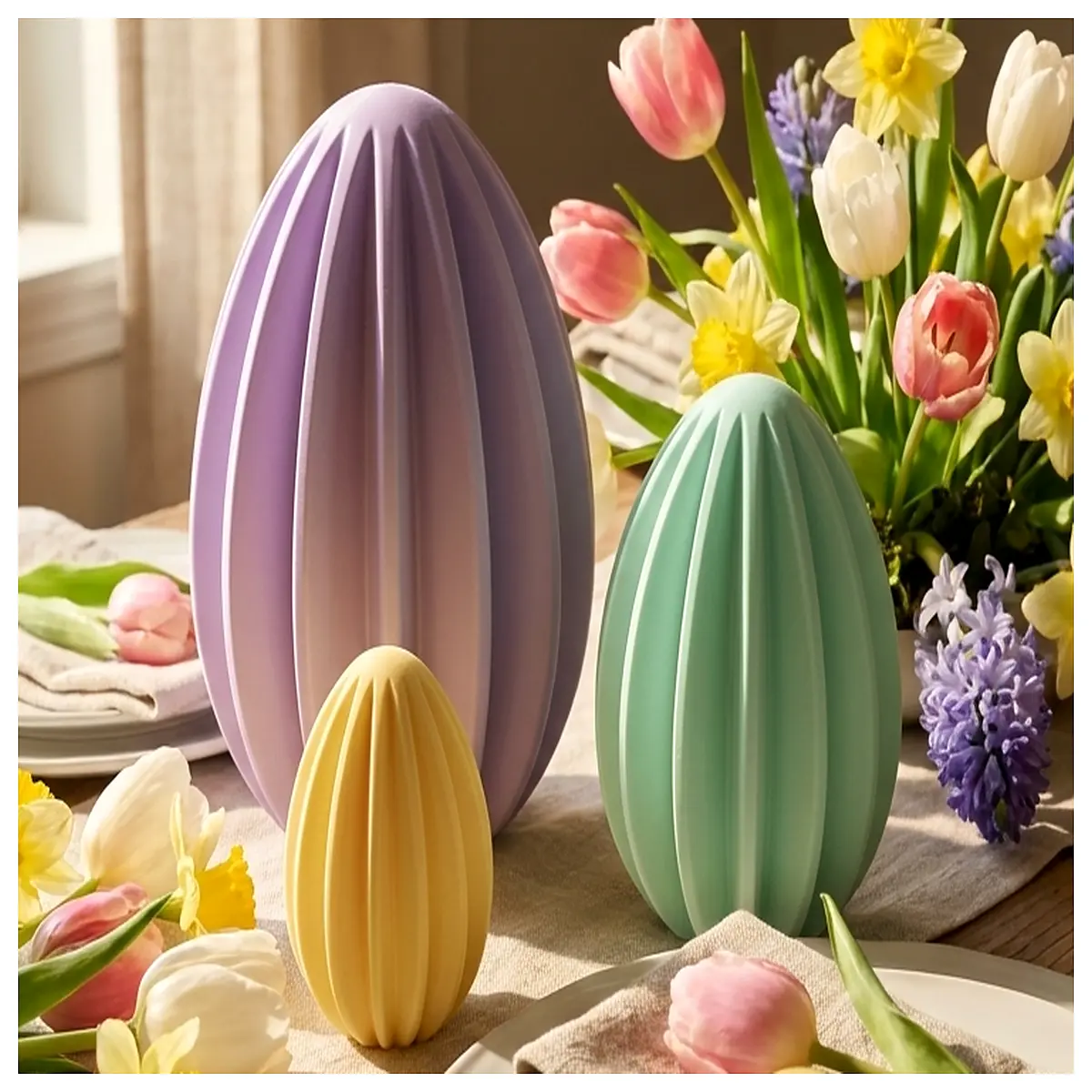Wide Ribbed Resurrection Eggs Minimalist Sculptural Decoration Easter Decor Christmas Gift Creative Ornament ful Eggs Decoration Accessories