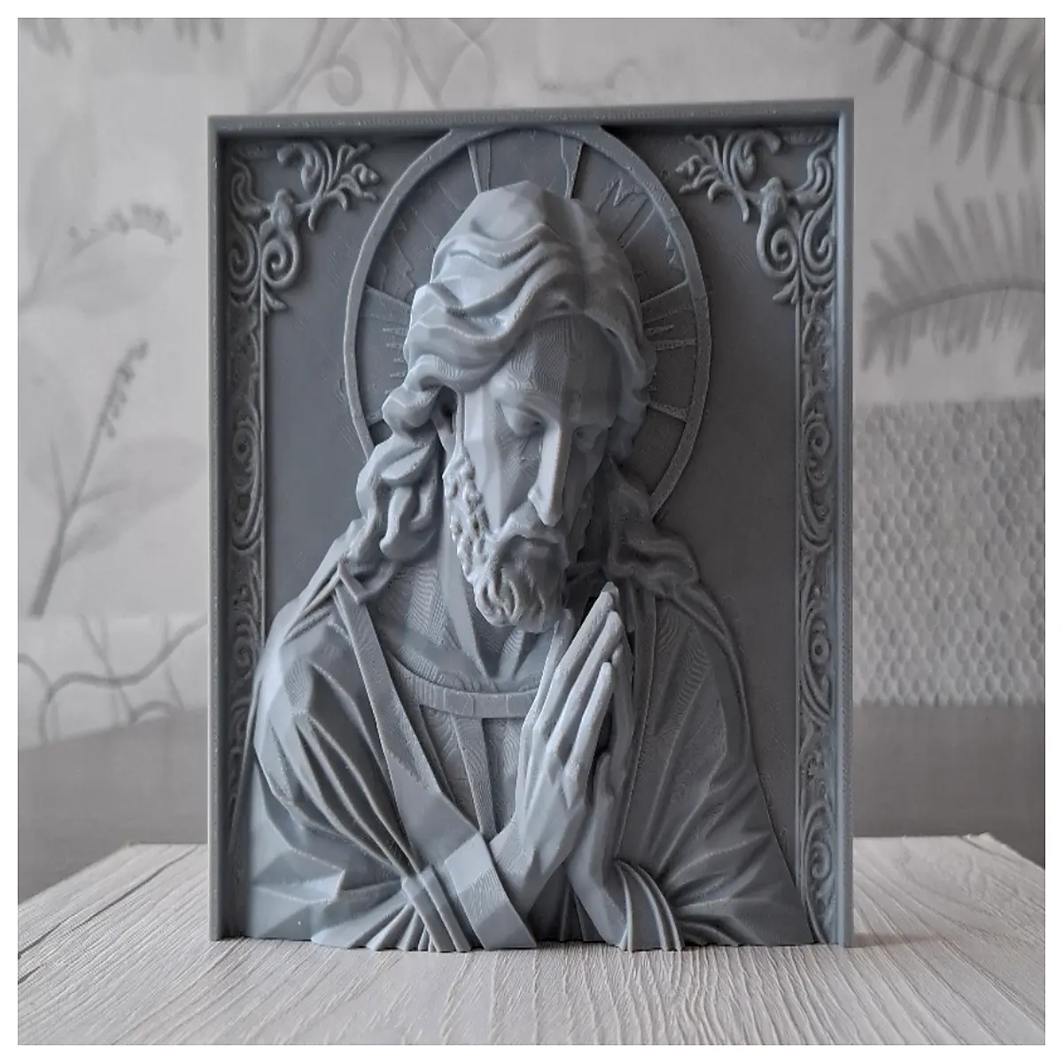 Prayer of Christ Relief Sculpture Religious Art Christian Sculpture Statue Religious Decor Prayer Art