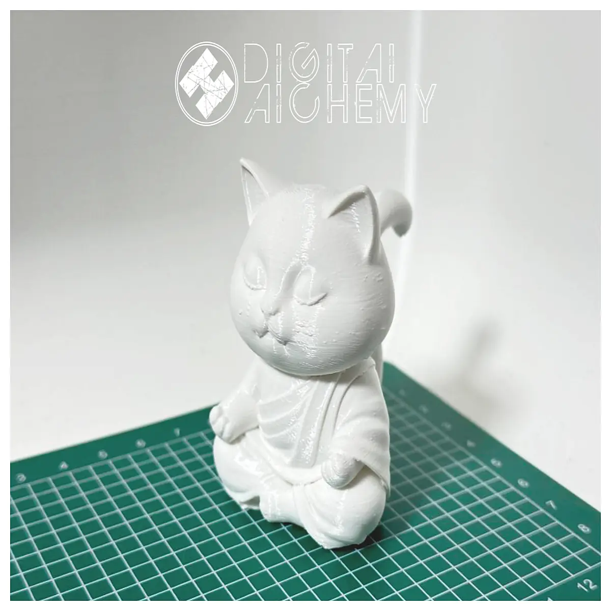zen meditation cat figurine calm sitting cat statue for desk decor spiritual mindfulness gift cute animal yoga ornament