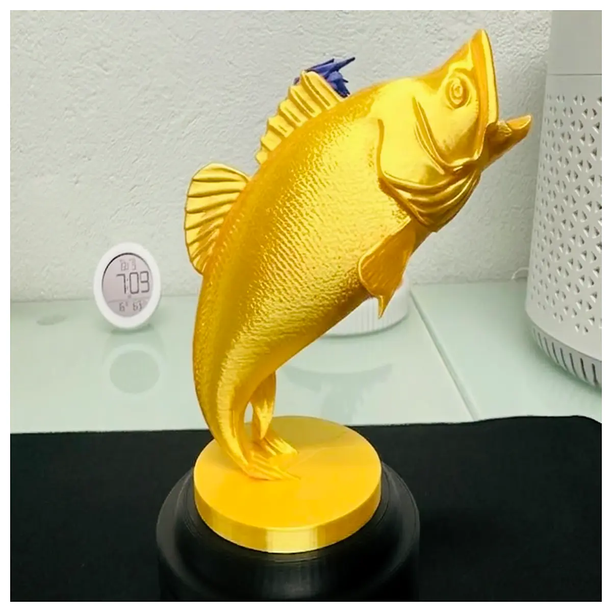 Black Bass Trophy 100cm Adjustable Fishing Award Fish Model Catching Prize Tournament Trophy