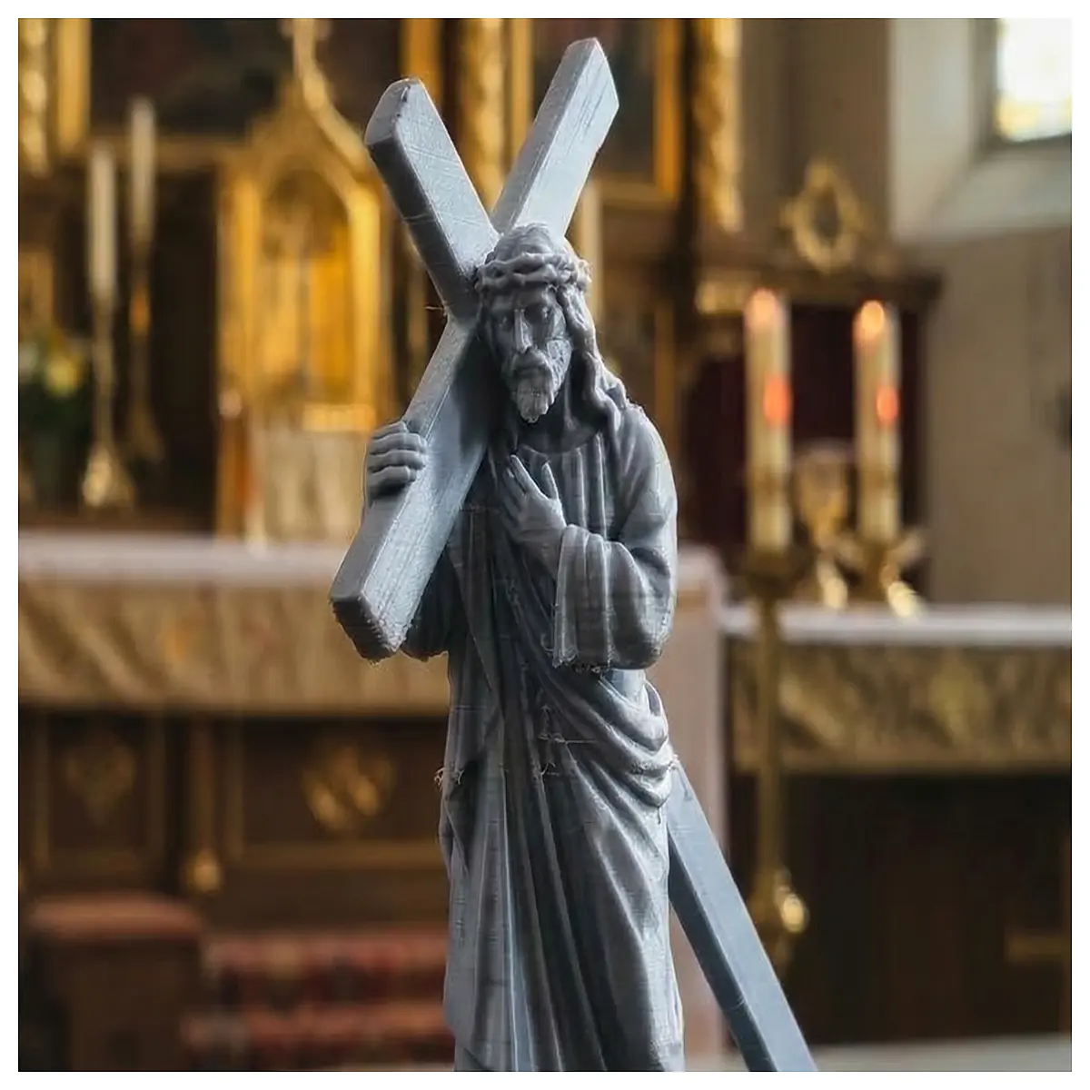 Crucifix Figurine Holy Religious Jesus Christ Christmas Nativity Scene Biblical Decor Sacred Art