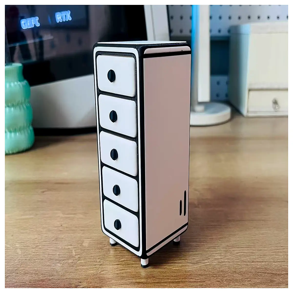 Black White Cartoon Jewelry Box Storage Compact Chest for Earrings Necklaces Rings Jewelry Organizer