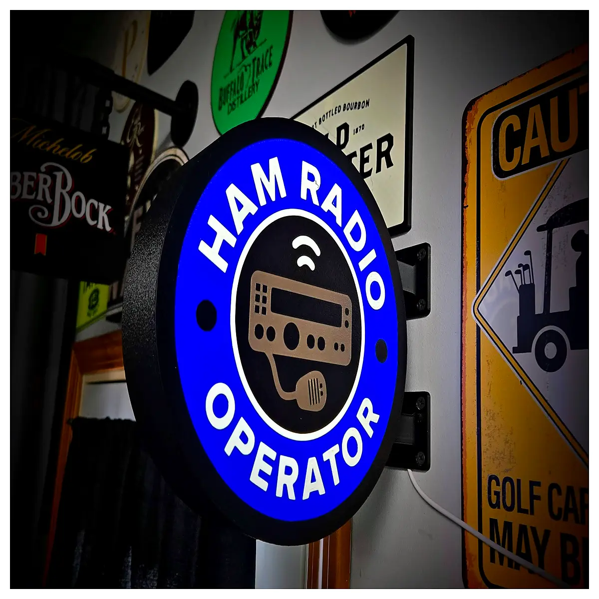 HAM Radio Signal Lantern Dual Sided Circular Display Sign Outdoor Advertising Radio Accessory