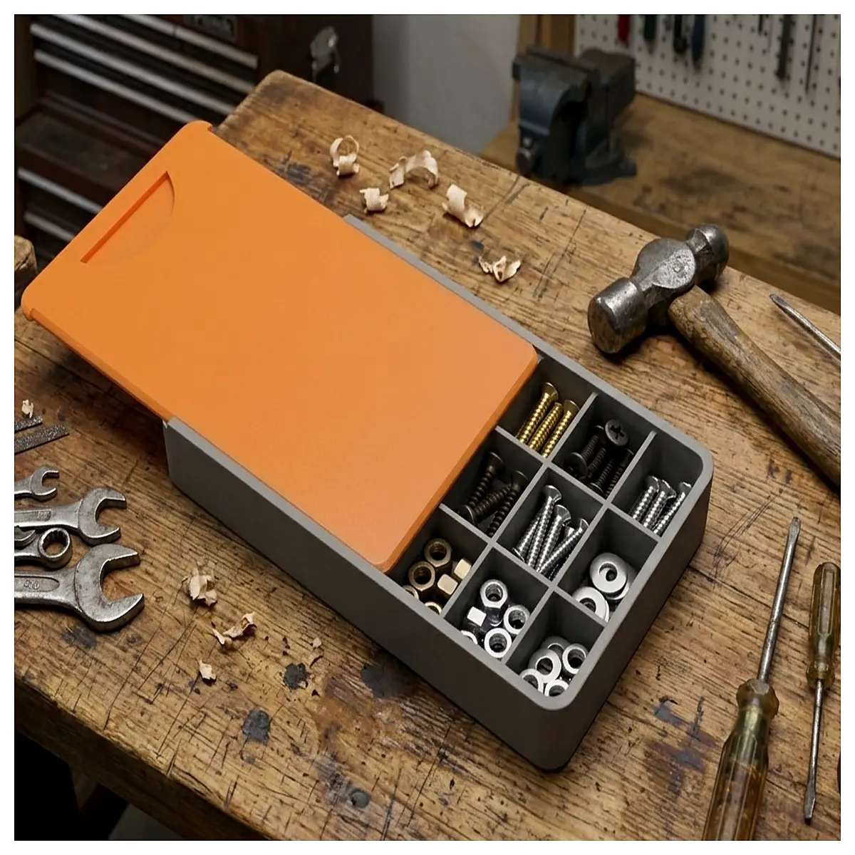 small parts organizer with lid screw box compartment storage container for hardware nails bolts screws tools workshop garage