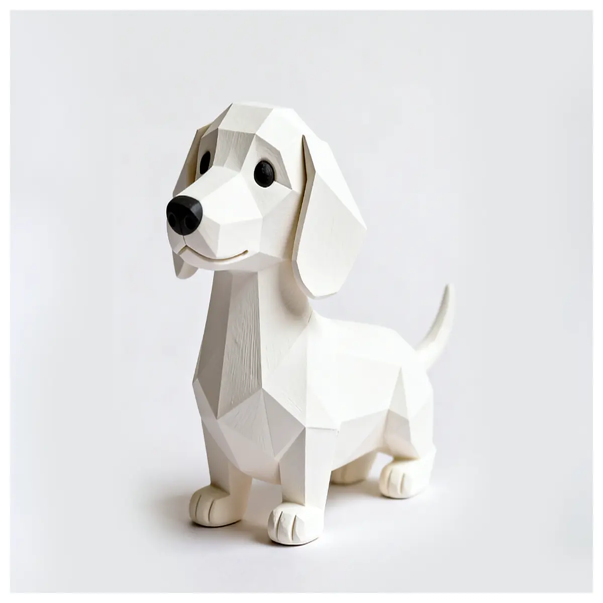 Low Poly Dachshund Model 3D Print White Miniature Toy Pet Accessories Quick Print Desktop Decoration