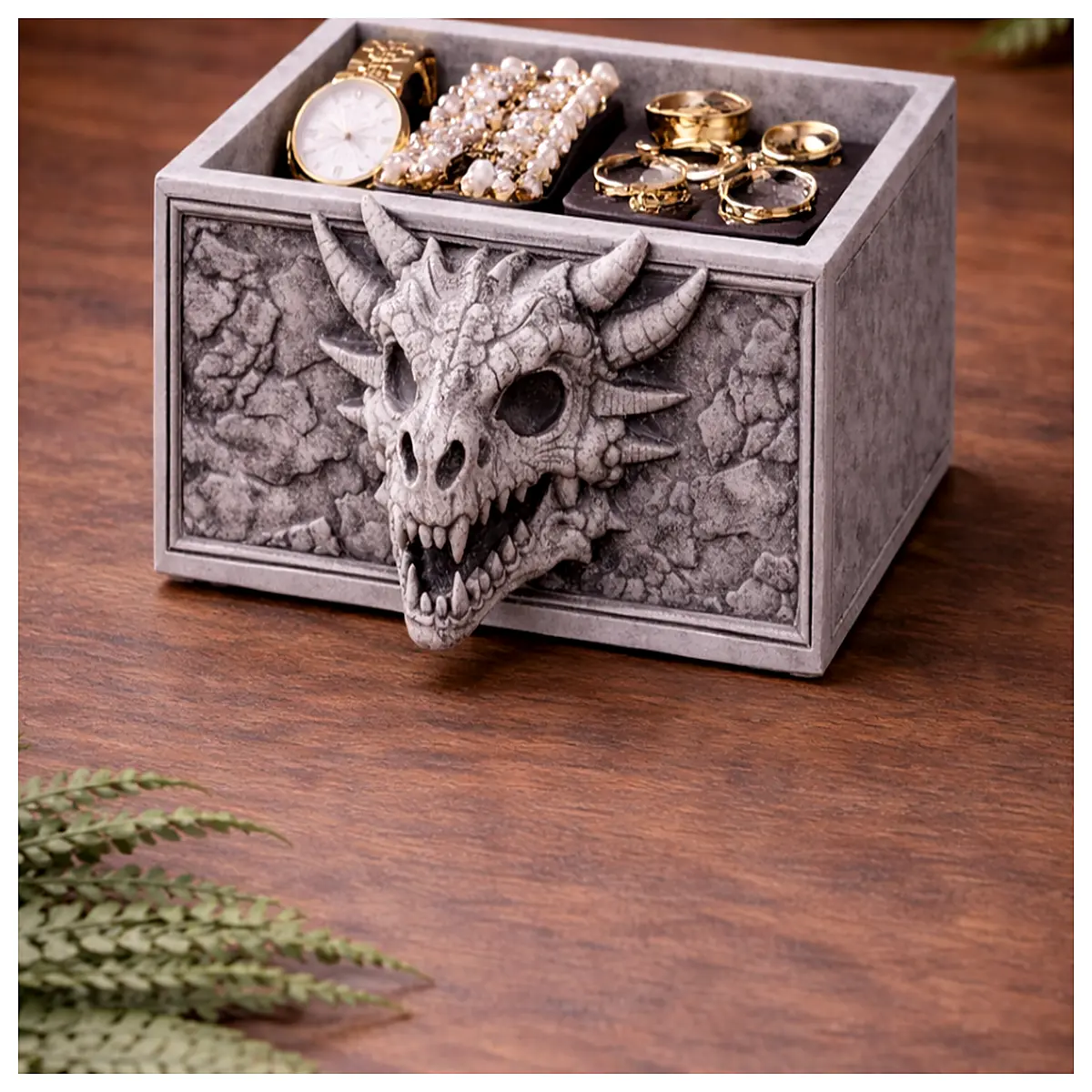 Dragon Bone Jewelry Box Display Case Storage Box for Jade Jewelry Collection Bone Decor Showcase Box